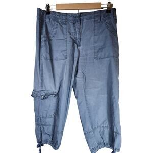 IZOD Women's Blue Cargo 100% Cotton Comfort Capri Long Shorts SZ 8